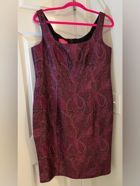 Escada Couture Plum & Gold Paisley Jacquard Sleeveless Dress EU 44 US 10